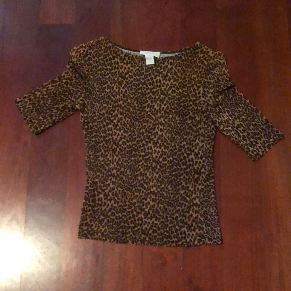 Express Brown Tan Fitted Short Sleeve Blouse